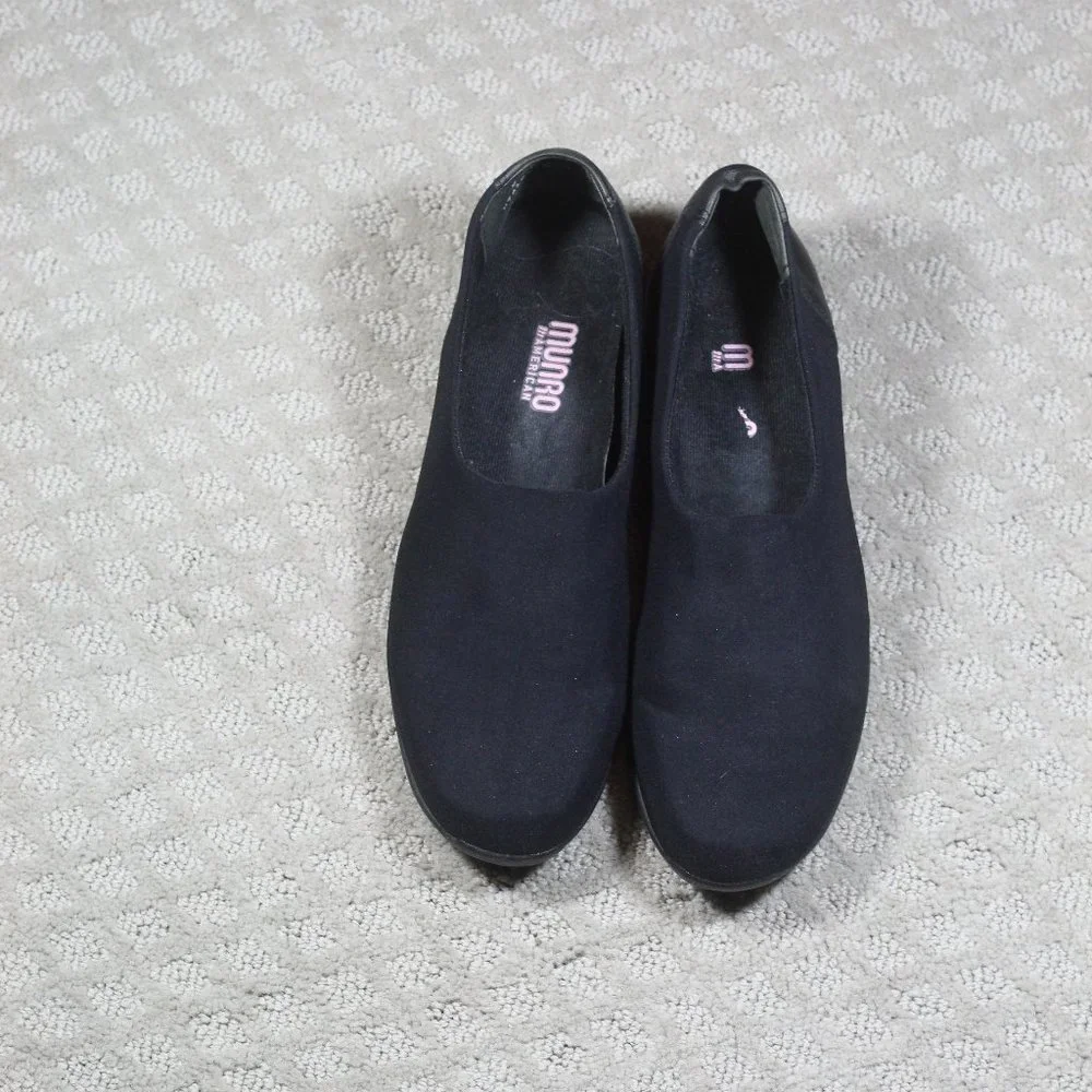 Munro Black Fabric & Leather Flats